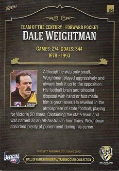 2013 Richmond Hall of Fame and Immortal Trading Card Collection #55 Dale Weightman Back